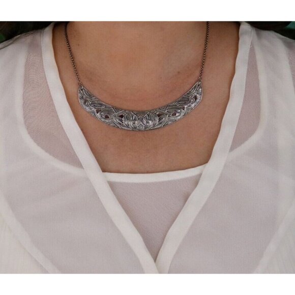 Sterling Silver Ahead of the Curve Bib Necklace Silpada 16"-18" Adjustable - Picture 4 of 8